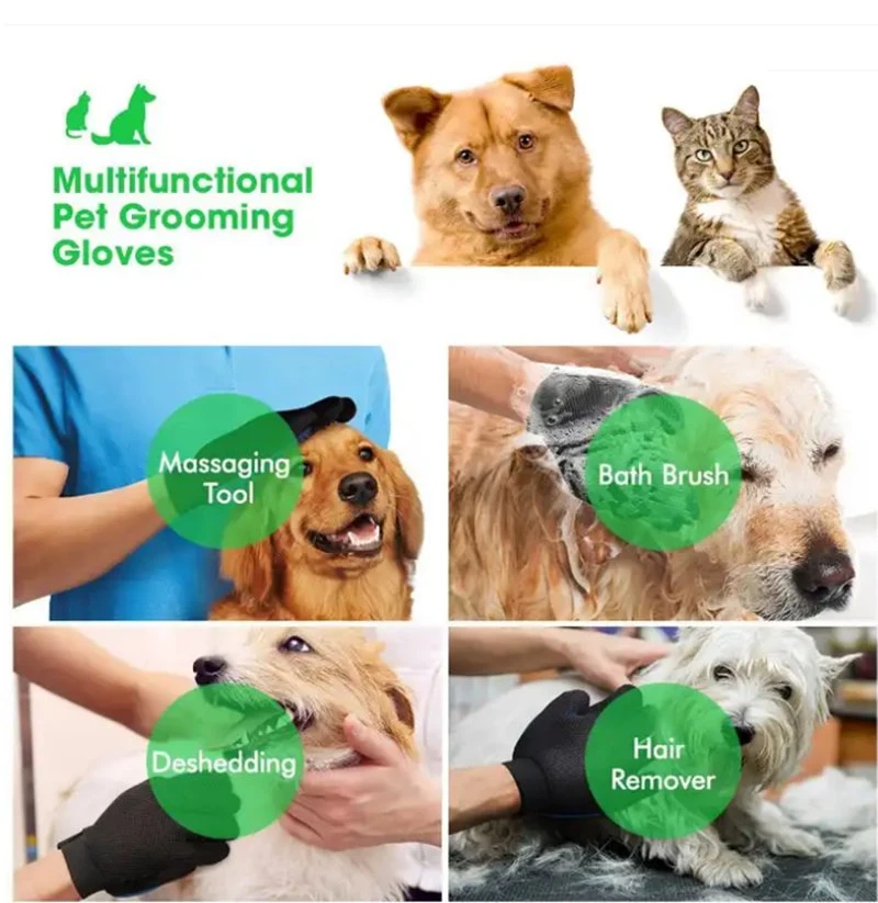 Luvas de cuidados com animais de estimação escovas Cat luvas para eliminar animais de estimação eficientes Luvas de lavagem para cão com removedor de pêlos Mittens para cabelos compridos e curtos