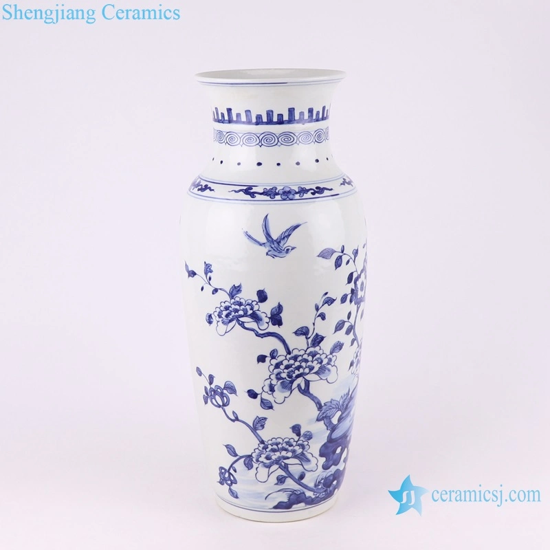 Caragana Animal Azul e Branco Porcelana vaso de cerâmica de aves e flores para decoração