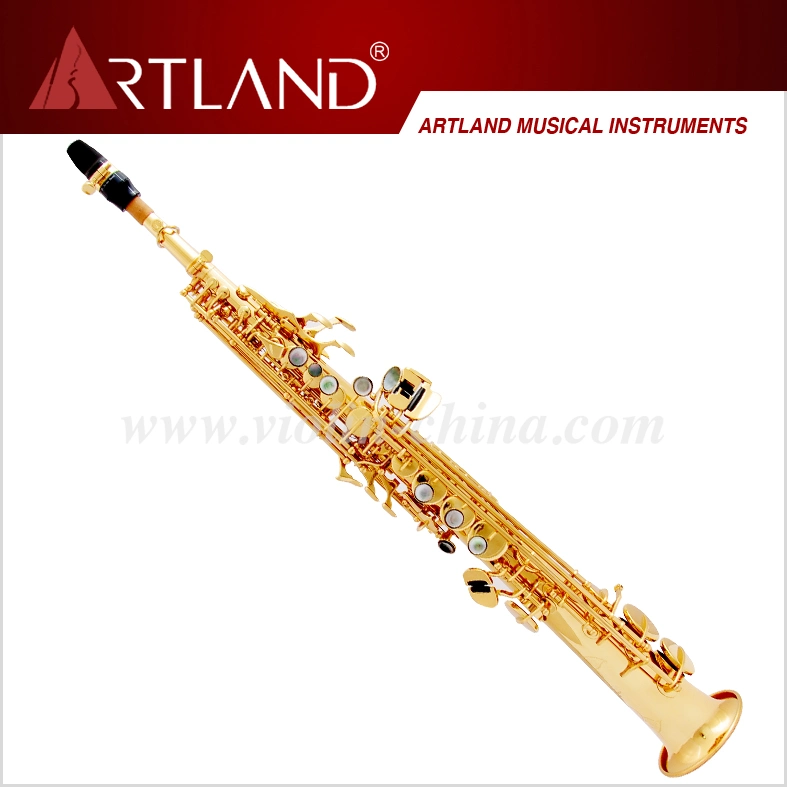 Bb Key Golden Lacquer Finish Professional Soprano Saxophone (ASS5506)