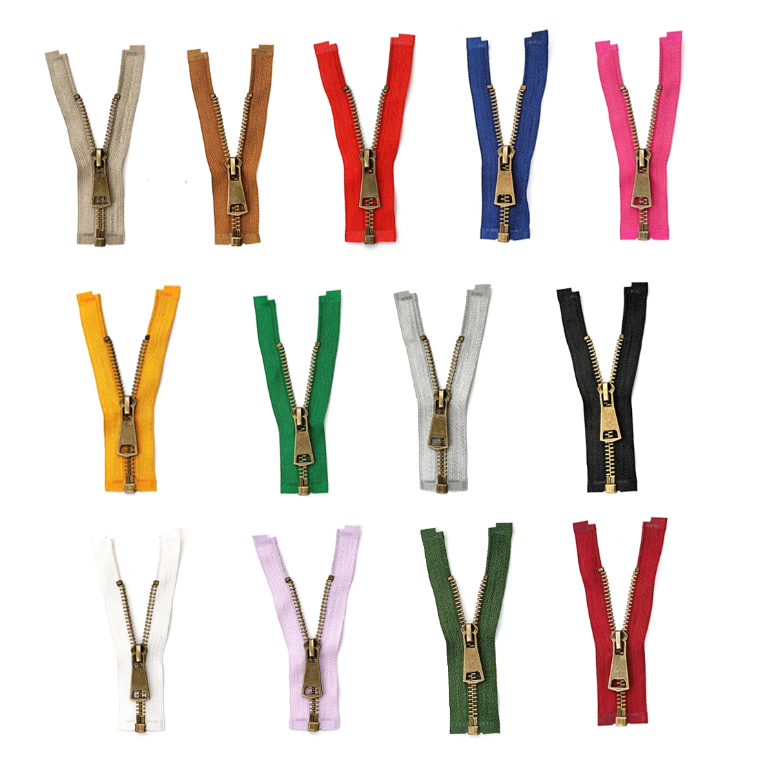 Red Color 5# Colorful Open-End Zippers Auto Lock Copper Metal Zipper