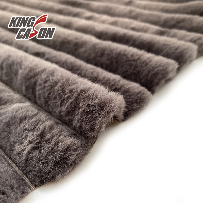 Kingcason Brown One Side Brushed Stripe Faux Fur Fabric Foe Cushion Pillow