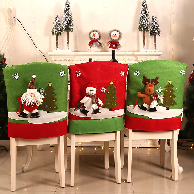 Navidad Santa Snowman cubierta de silla con decoración de sombrero