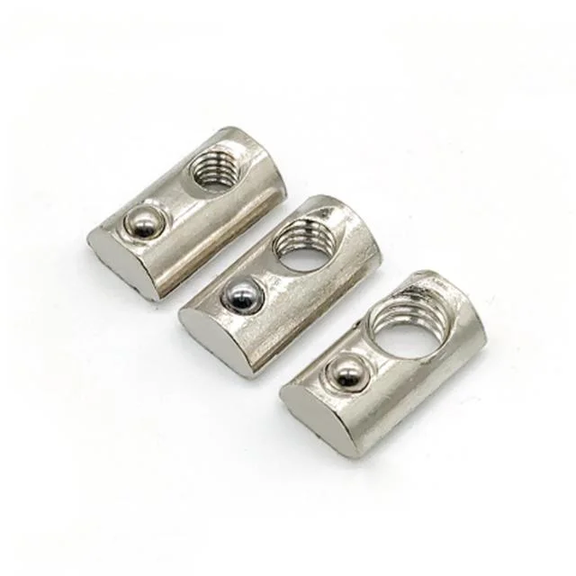 Steel Zinc M4/M5/ M6/M8 Thread Square Base T Nuts 10 Slot Slide in T-Slot Nuts with Ball Spring