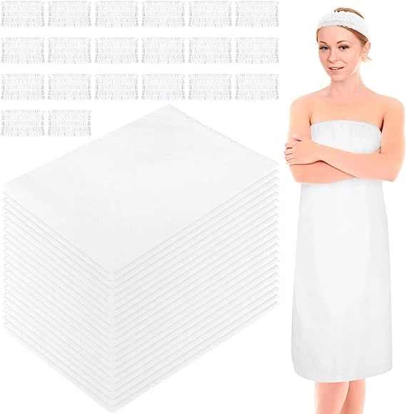 Disposable SPA Wrap Non Woven Robe with Adjustable Closure for Bath Sweat Steaming Salon