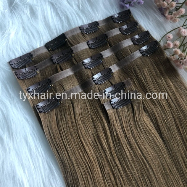 Hair Extension Real Human Hair Clip Hair in Seamless Hair Extension with PU Weft Trick Hair Bundle Natural Straight Hair Remy Hair