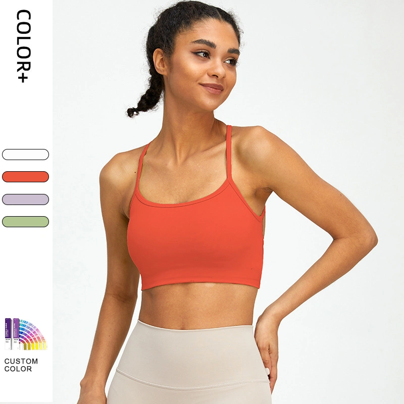 Ropa al por mayor Sujetador para adultos sexy de ajuste rápido y seco suave transpirable Camiseta Yoga Top ropa de running Crossover Back Fitness Top Yoga Usa sujetador para mujer