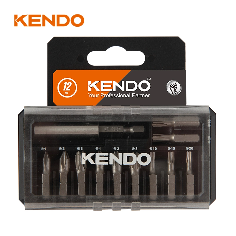 Kendo 12PC Screwdriver Bit Set with Popular Sizes in a Durable, Safe & Solid Storage Plastic Case