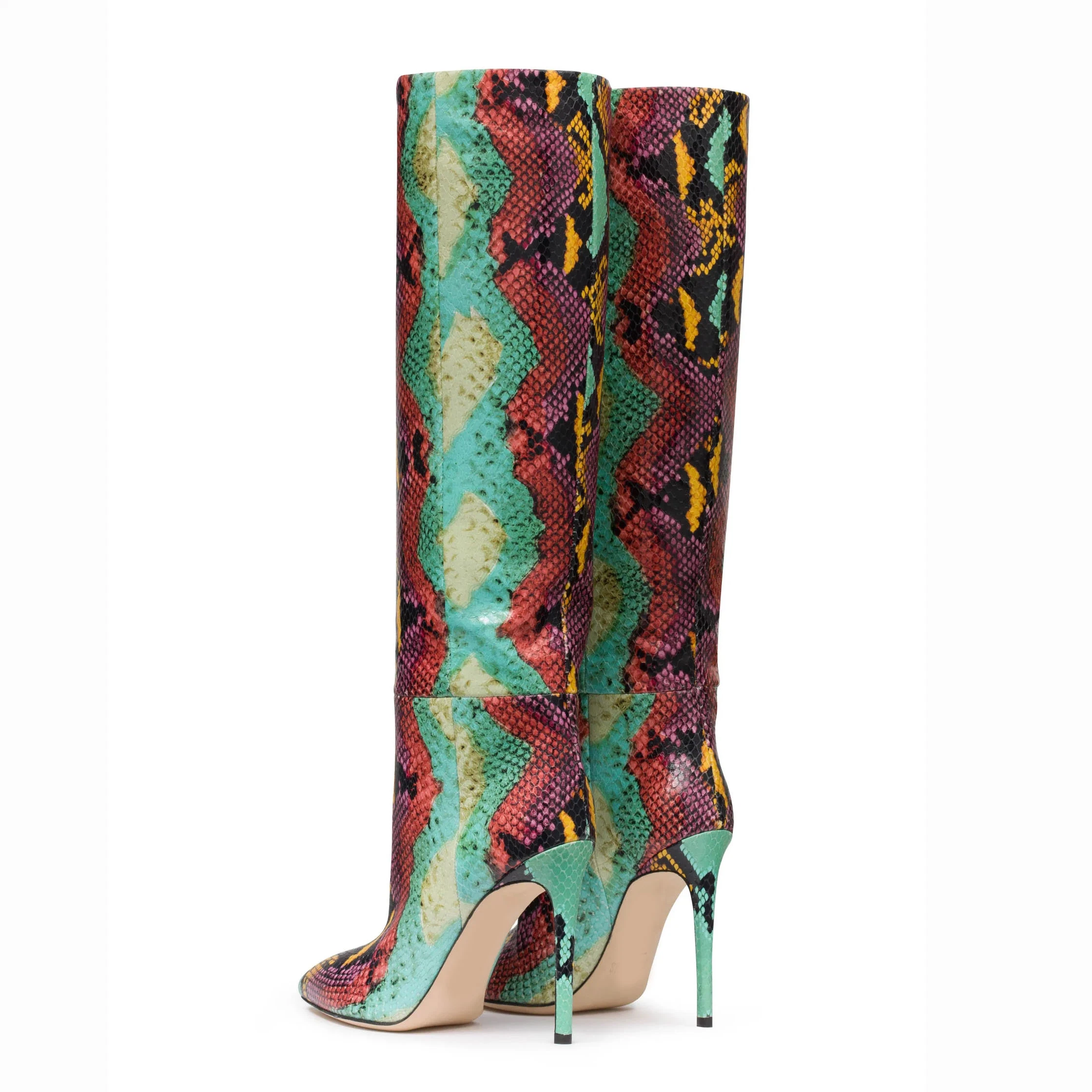 Shining Shoes Sexy Python Pattern Women Knee High Boots