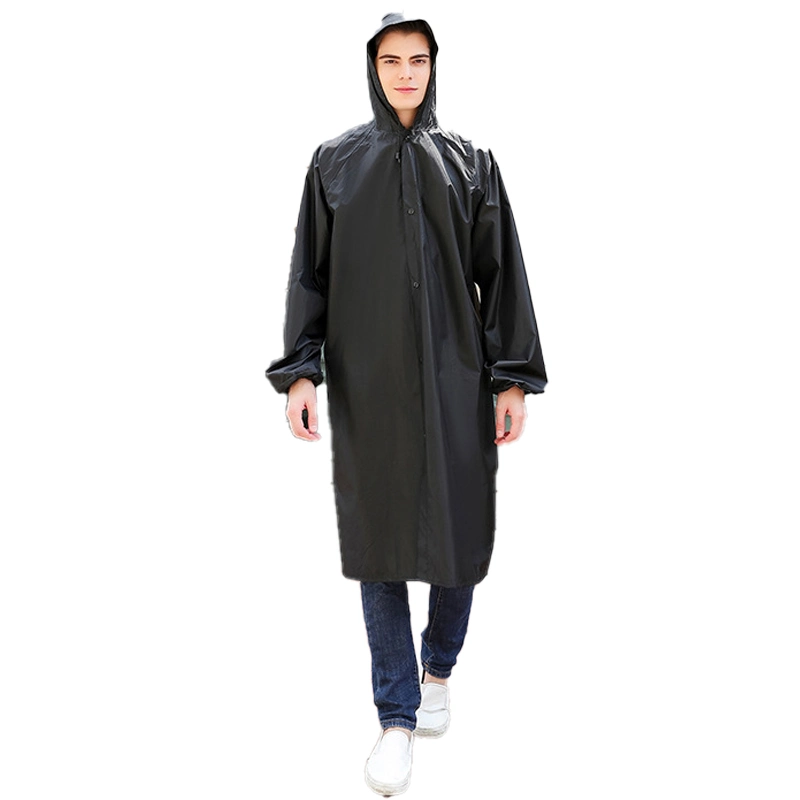 High quality/High cost performance  Wholesale/Supplier Black Fashion Rain Portable Outdoor Rain Coat with Reflective