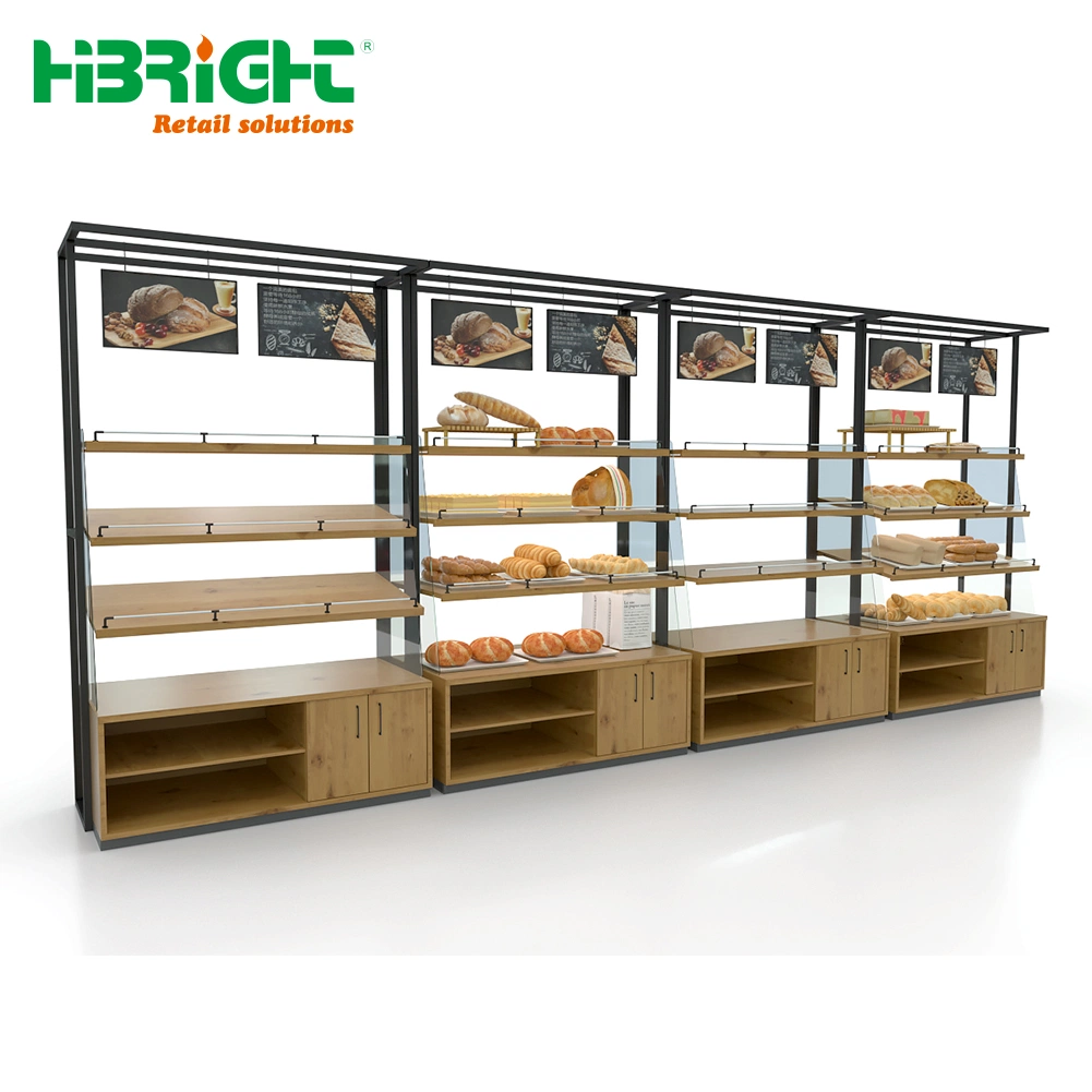 Supermarket Wooden Customized Bakery Rack Shelf
