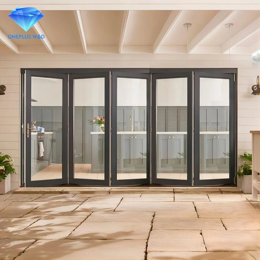 House Folding Glass Exterior Soundproof Standard Aluminum Bi Fold Folding Doors