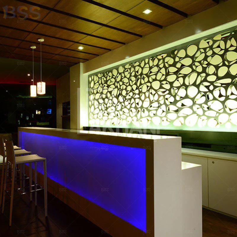 Fancy Restaurant Reception Counter Table Design Customized L Shape Orange Light Fast Food Restaurant Counter Table