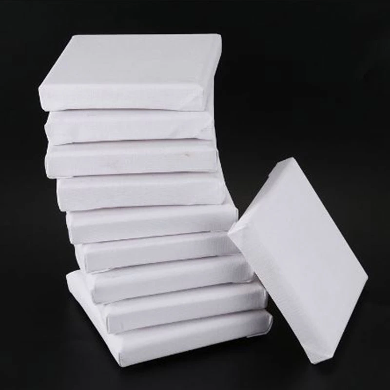 10PCS/Set White Mini Stretched Artist Canvas Blank Art Boards Art Board Acrylic Oil Paint Wood+Cotton Artwork Painting 10*10cm