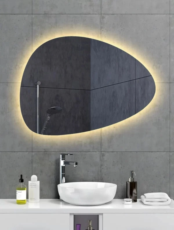 Miroir intelligent mural rond à LED moderne OEM avec interrupteur tactile pour salle de bains et éclairage LED.