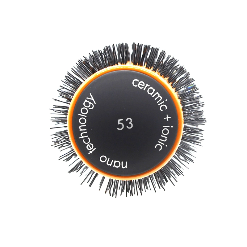 Orange Ceramic Roll Hair Brush Comfortable Rubber Handle Salon Styling Round Hair Brush