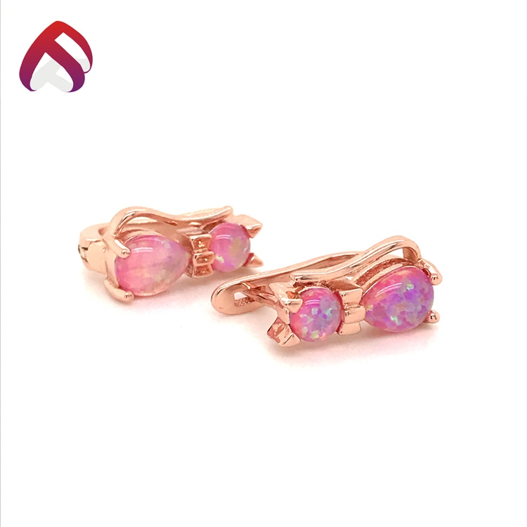 Schöne Opal Schmuck 925 Silber Rosa Opal Tier Katze Design Ohrring Damen Accessoires (ER86578)