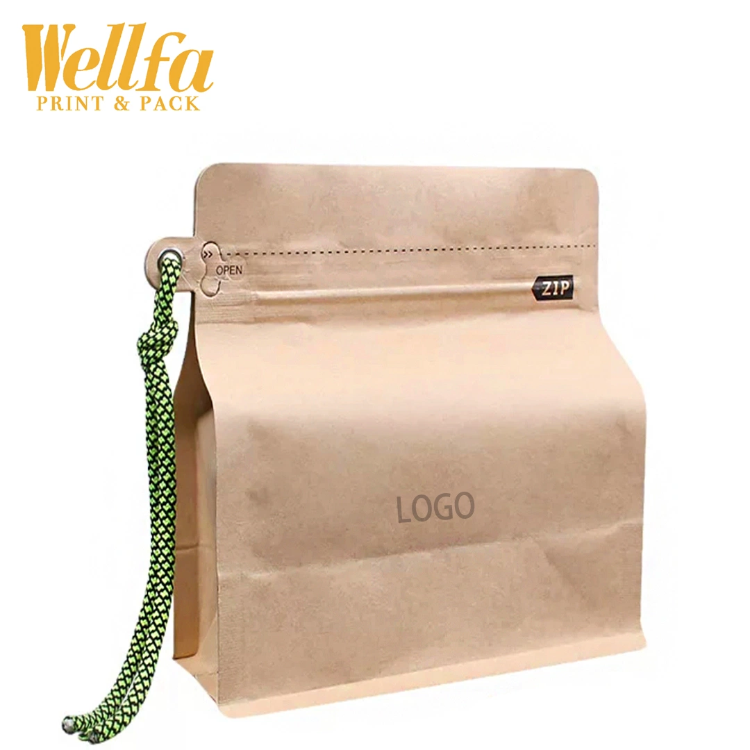 Custom Printed 1kg 2kg 5kg 10kg Transparent PE Recyclable Zipper Top Flat Bottom Plastic Flour Rice Food Packaging Bags with Handle