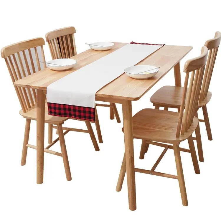 Modern Home New Design Support Customization Solid Wood Dining Room Furniture Wooden Dining Table Chair Set
