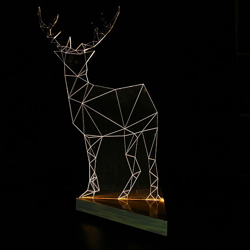 Geschenk LED-Licht Basis RGB Farbe ändern Nachtlicht 3D Acryl Tischleuchte Home Dekoration Maßgeschneiderte Touch Lights Little Deer 3D Zimmer Nachtlicht