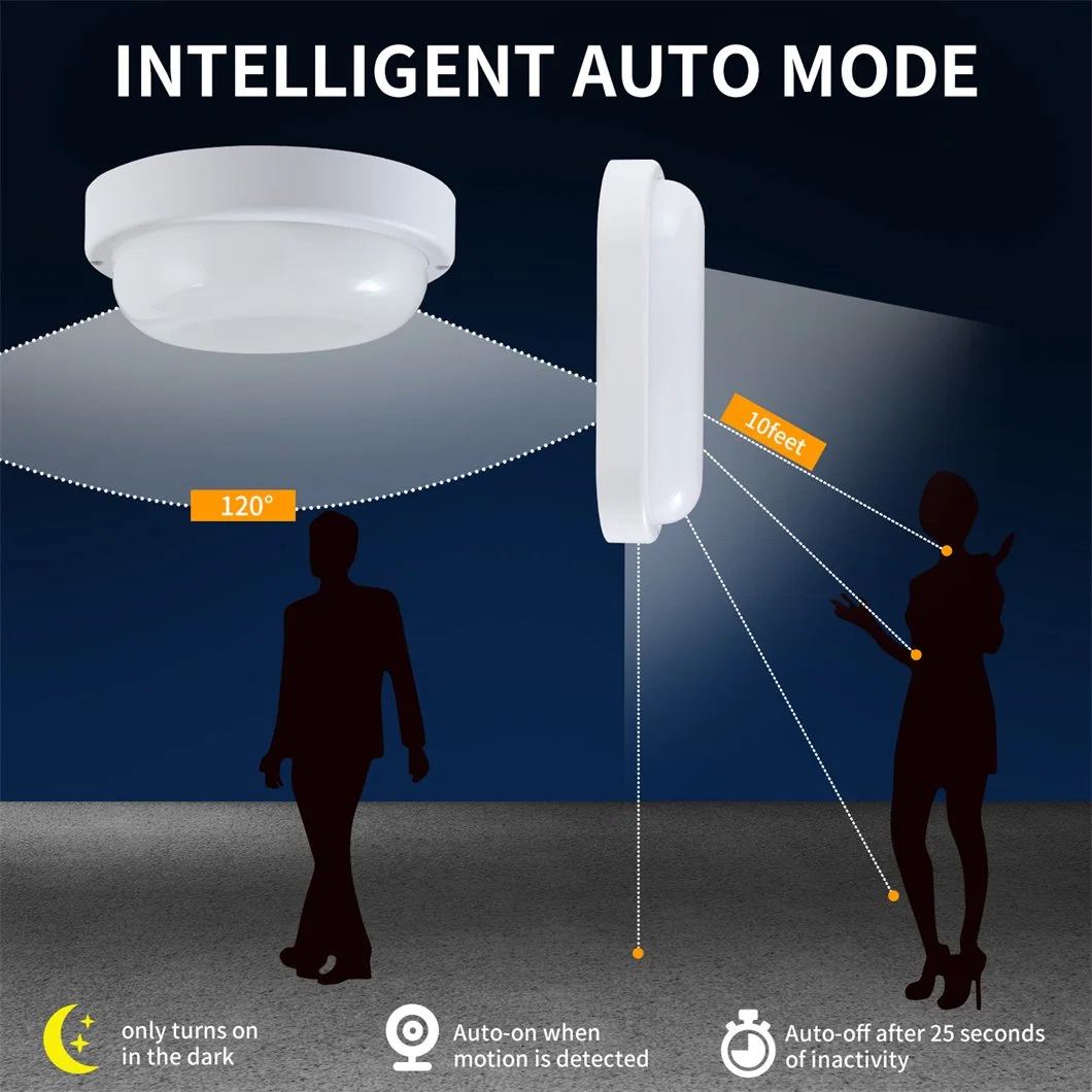 Waterproof LED Microwave Sensor Lamp 8W IP54 Round Ceiling Light Indoor Lighting