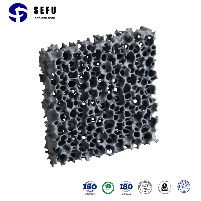 Sefu China Honeycomb Filter Factory 10-40 Ppi Silicon Carbide Sic Ceramic Foam Filter 40X40X15 Casting Cff Filter for Foundry