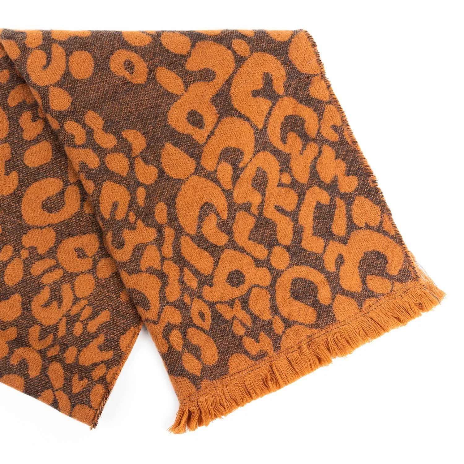 Factory Winter Warm Fashion Brown Leopard Soft Tassel Woven Scarf