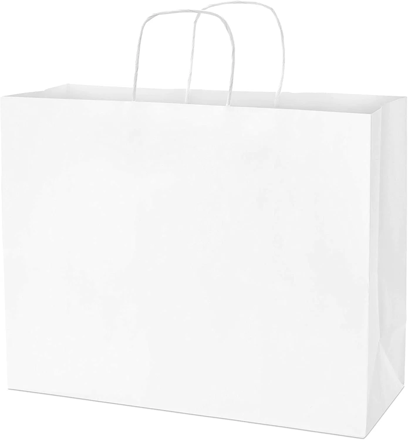 White Gift Bags with Handles - 16X6X12 Inch Kraft Paper Shopping Bags, Craft Totes in Bulk for Boutiques, Small Business, Retail Stores, Birthdays