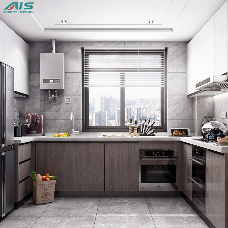 Un design moderne AIS vivant nouvelle combinaison de la conception de meubles de cuisine en aluminium Définir la couleur de la mélamine armoires de cuisine en bois en provenance de Chine