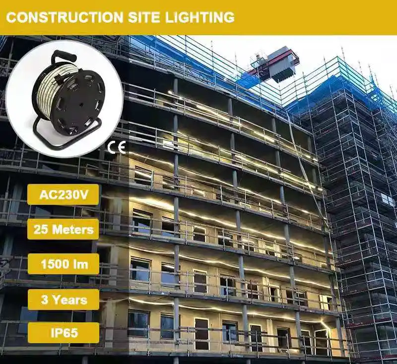 230V decoração Faixa de LED de luz de trabalho 5050 Luz de emergência para estaleiro 15m/25m/50m