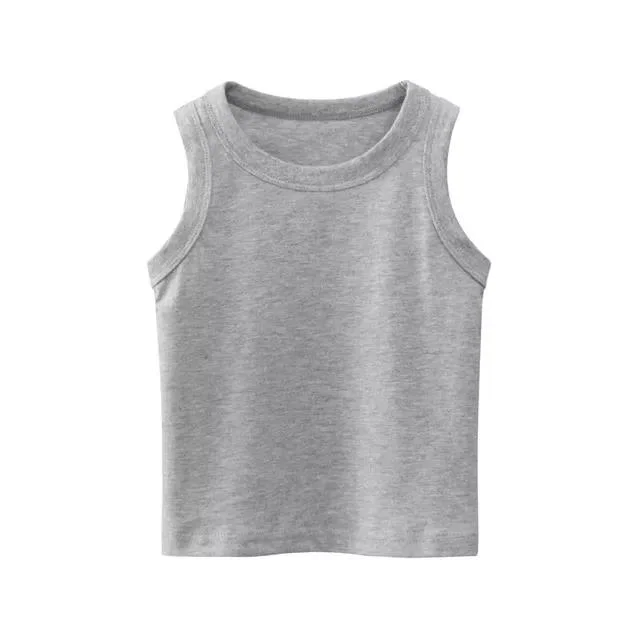 100%Cotton Fashion Basic Plain Dyed Children Tank Top for Boys