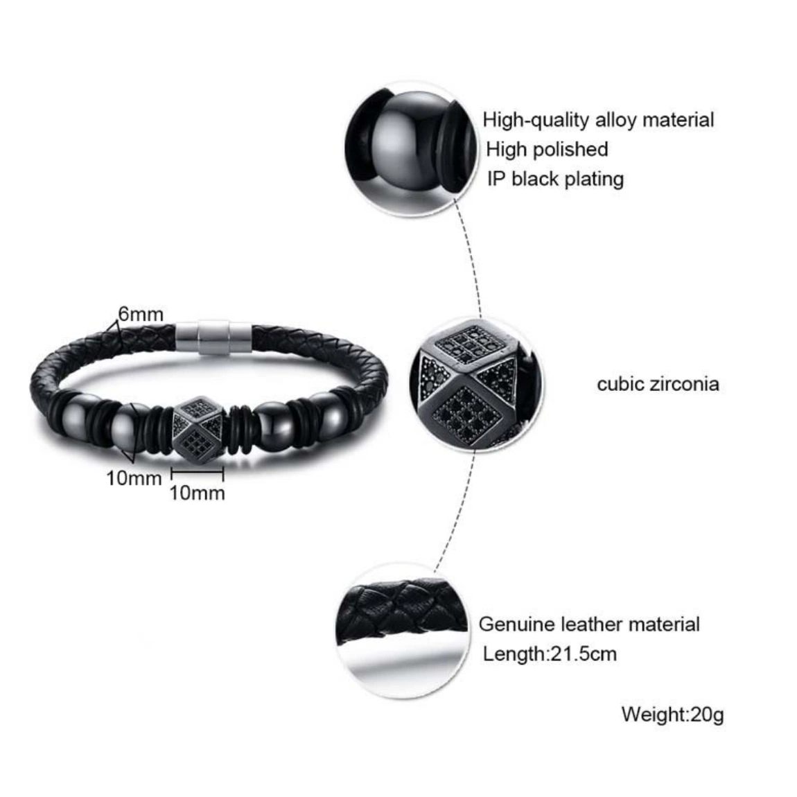 21.5 cm pulsera de cuero Accesorios H Rosa Negra los hombres de oro Pulsera Brazalete Pulsera mayorista de accesorios