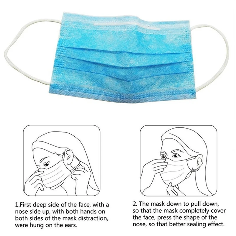 Disposable Protective Mask 3 Layer Ply Non-Wove Filter Mouth Face Mask Cotton Anti Dust Fog Haze Melt Blown Ear-Loop Mouth Protective Masks Dust Mask Ffp