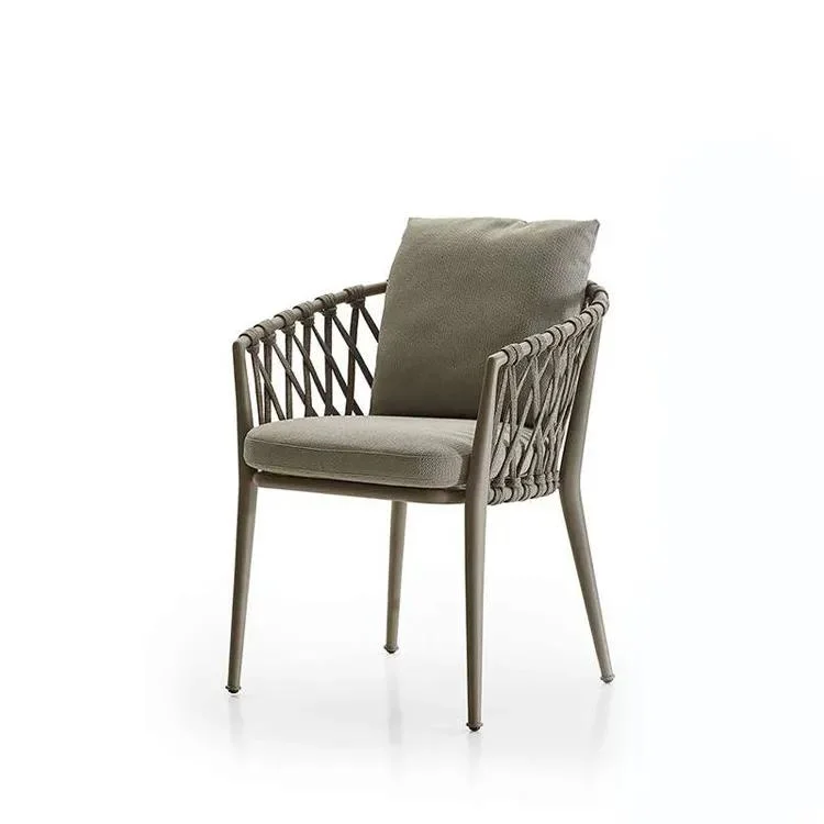 Chaise de salle à manger en corde pour restaurant de mobilier d'extérieur en aluminium en gros Lecong