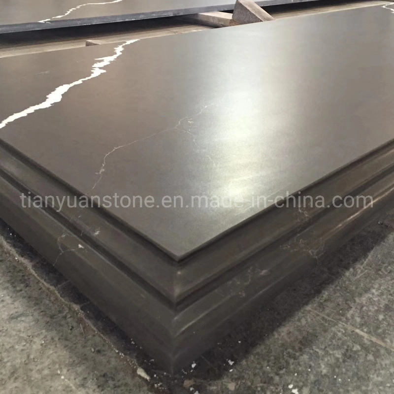 Artificial Engineered Calacatta Black Quartz Countertop for Kitchen Bathroom