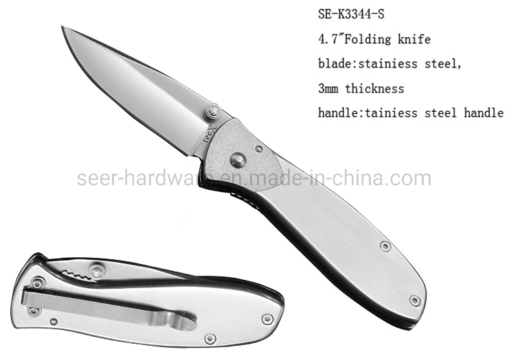 Couteau pliable en acier inoxydable de 4.7 po de haute qualité (se-3344-S)