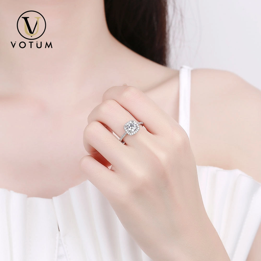 Votum Fashion Mayorista/Proveedor Anillo de Diamante de Moissanita de Color D de Plata de Ley 925 Chapado en Oro de 18K Accesorios para Mujeres Joyería Hecha a Mano Personalizada con Certificado Gra