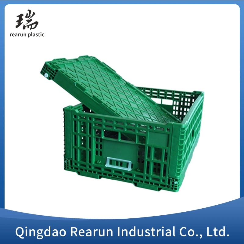 New Design Supermarket Ventilable Mesh Vegetable and Fruits Plastic Stackable Storage Crates Folding Basket