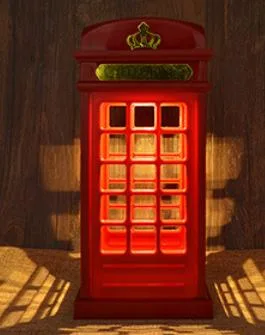 Phone Booth Shaped Night Light Battery Powered USB Cable Rechargeable Brightness Adjustable