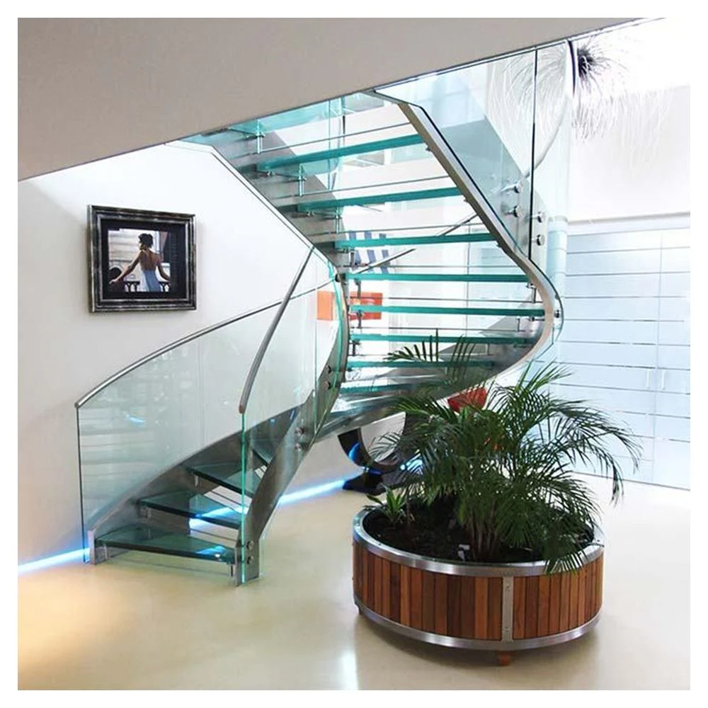 Customized Spiral Staircase Curved Staircase Stainless Steel Handrail