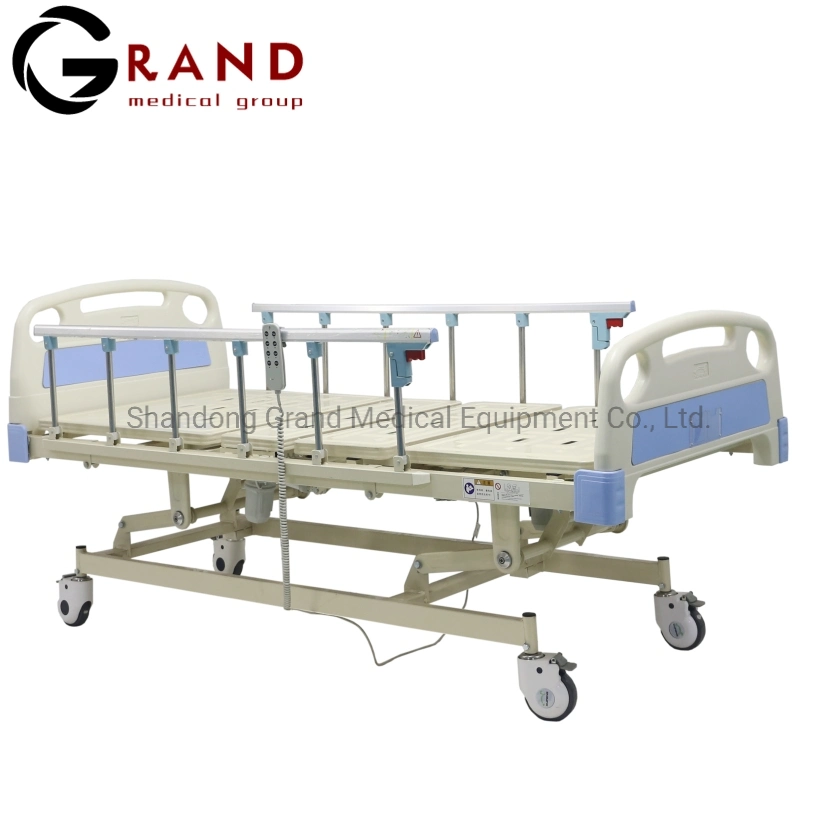 China Proveedor de Equipos Médicos mobiliario hospitalario ajustable eléctrico de la función de 3 cama de Hospital Medical paciente cama de cuidados en stock