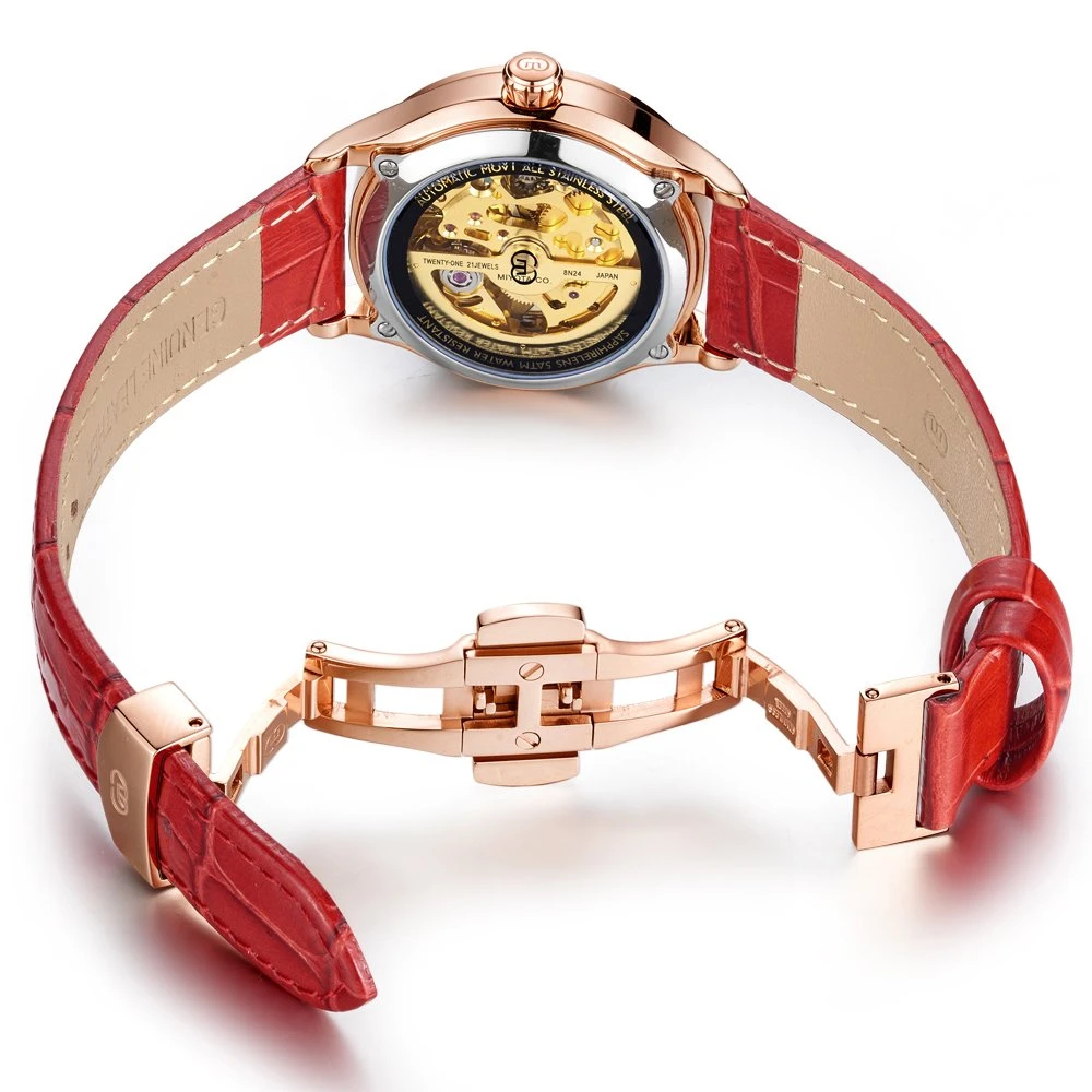 Negócios High-End Casural Plating Rose Gold Relógios Automática em aço inoxidável