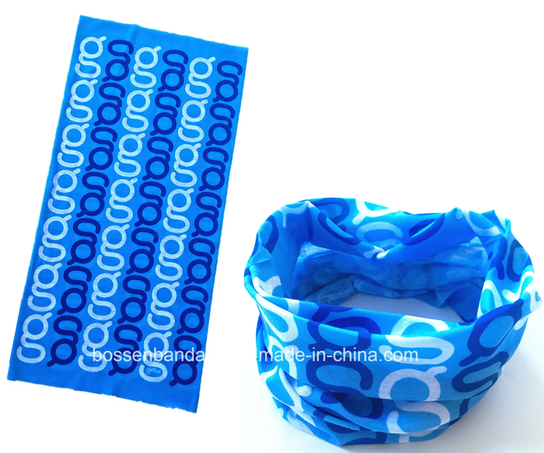 OEM Custom Design Print Polyester Bandana Blue Multifunctional Neck Turban Headgear Factory