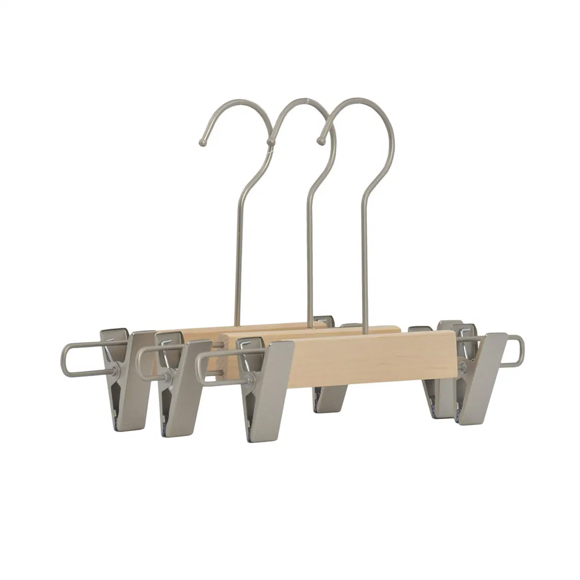 Factory Shop Display Luxury Wooden Pants with Golden Clamps Hanger