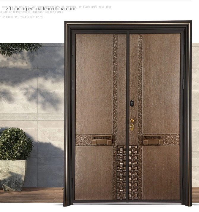 Good Quality Secuirty Entrance Cast Aluminum Door with Mechanical Anti-Theft Lock