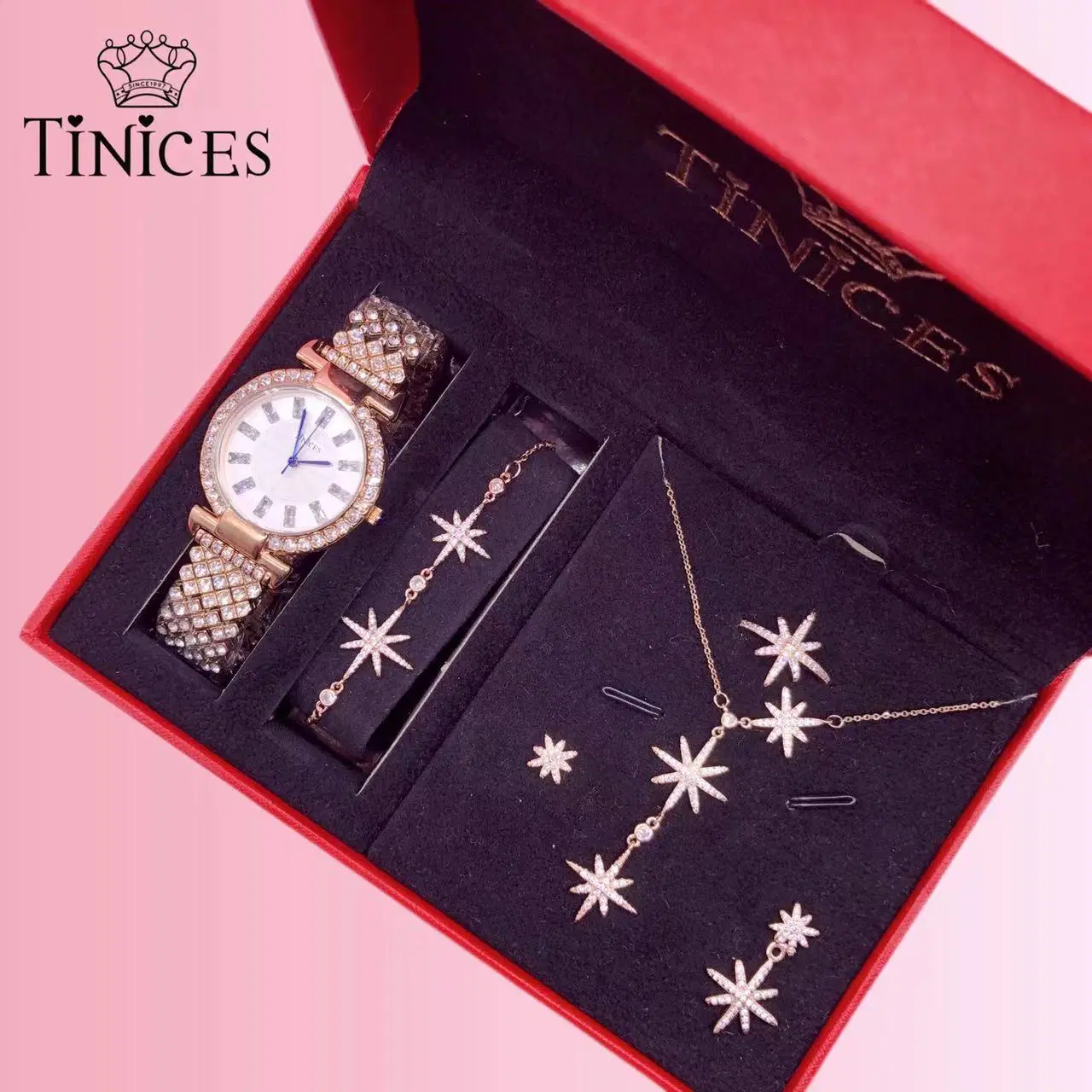 Beliebte Fashion Elements Farbe Erhaltung Uhren Schmuck, Wasserdichte Uhr Geschenkbox Set