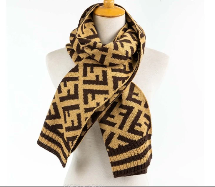 BSCI Factory Quality Contrast Color Jacquard Soft Stretch Knitted Scarf