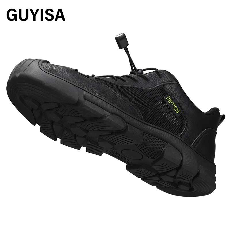 Guyisa Popular Estándar Europeo CE transpirable zapatos de seguridad ligeros y. Zapatos de trabajo de construcción industrial transpirables sin cordones