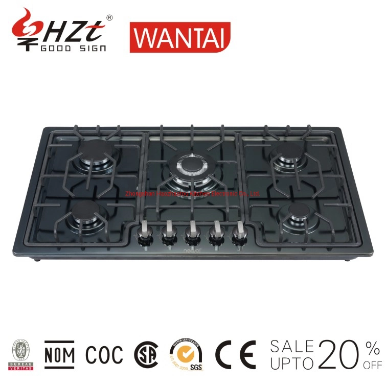 Tempered Glass Built in Gas Hob Five Burners Lotus Flame Kitchen Gas Cooking Hob Cooking Stove