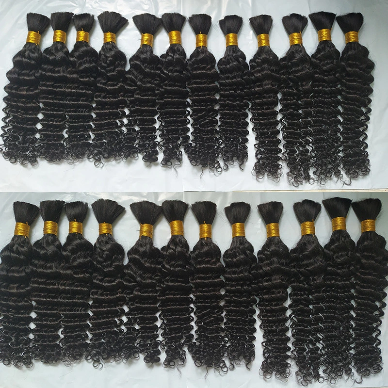 Bulk Hair Bundles sin malezas para Braiding Deep Wave Extensiones de pelo