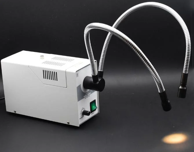 Double Fiber Optic Microscope Industrial Lighting Halogen Cold Light Source